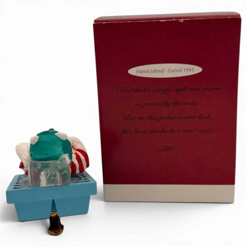 1993 Hallmark Keepsake Water Bed Snooze Polar Bear Clip-On Ornament